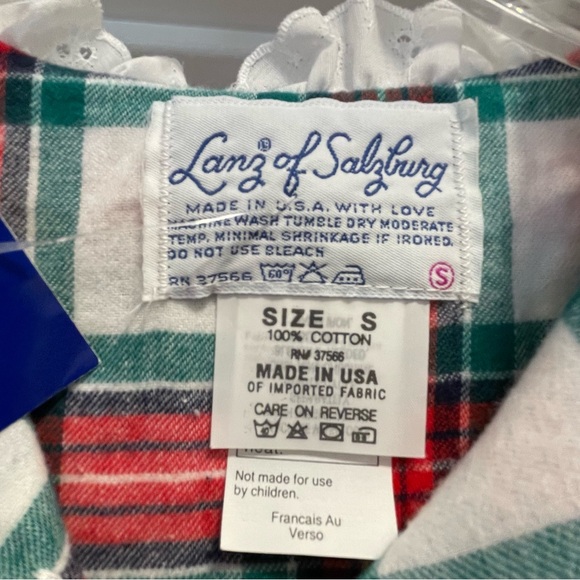 Vintage NWTLanz of Salzburg 100% cotton flannel Xmas nightgown eyelet size SMALL - Picture 2 of 7